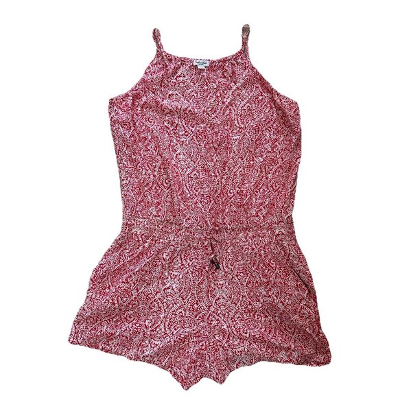 Splendid Romper Women’s Medium Red And White Rayon Drawstring Spaghetti Strap - Picture 9 of 16